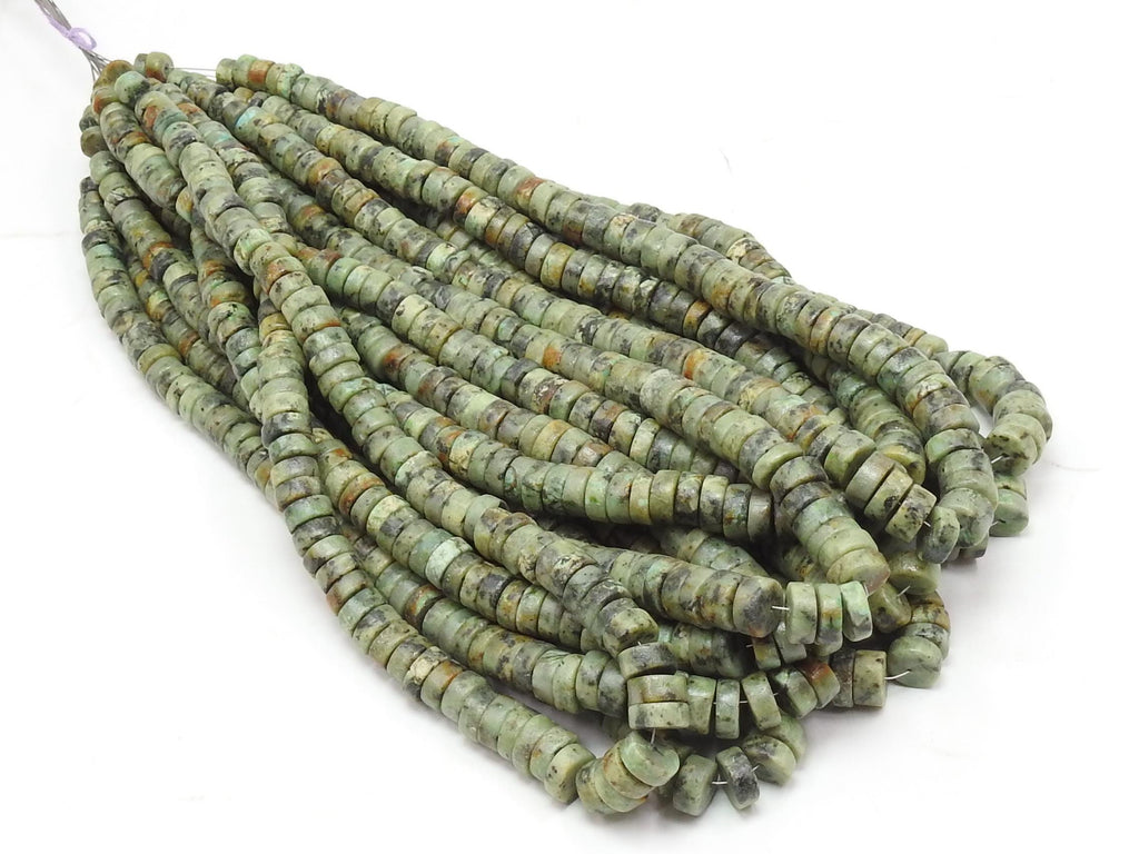 Natural African Turquoise Beads, 16Inches Smooth Matte Polished Tire Coin Button Wheel Shape Strand, Loose Gemstone Jewelry Supplies T3