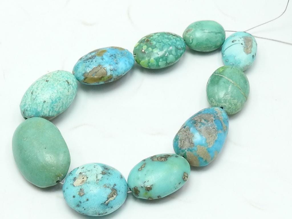 Natural Turquoise Tumble Strand Smooth Polished Oval Beads 8 Inch 15-30MM Wholesale Loose Gemstone For DIY Jewelry Making Stone