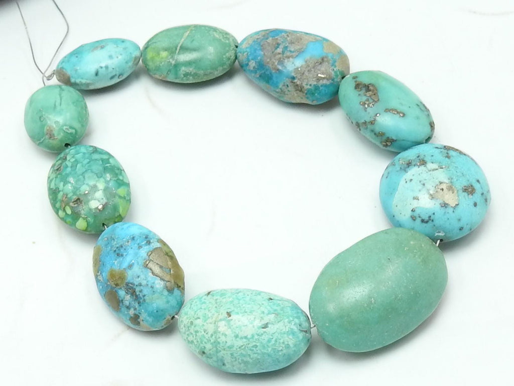 Natural Turquoise Tumble Strand Smooth Polished Oval Beads 8 Inch 15-30MM Wholesale Loose Gemstone For DIY Jewelry Making Stone