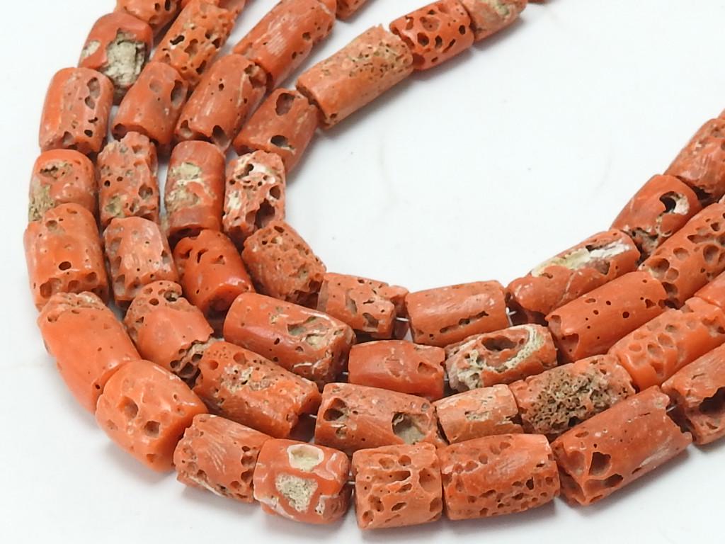 Reserved Red Coral Tube Beads 8 Inch Strand  5-6mm Approx Natural Stone