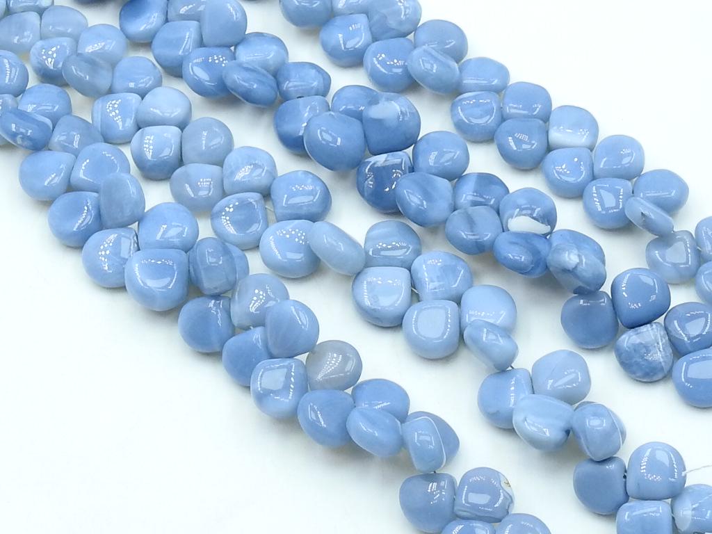 Blue Indian Opal Smooth Heart Shape Teardrop Gemstone 8Inch Strand 7x7-10x10mm For Making Jewelry MS-BR8