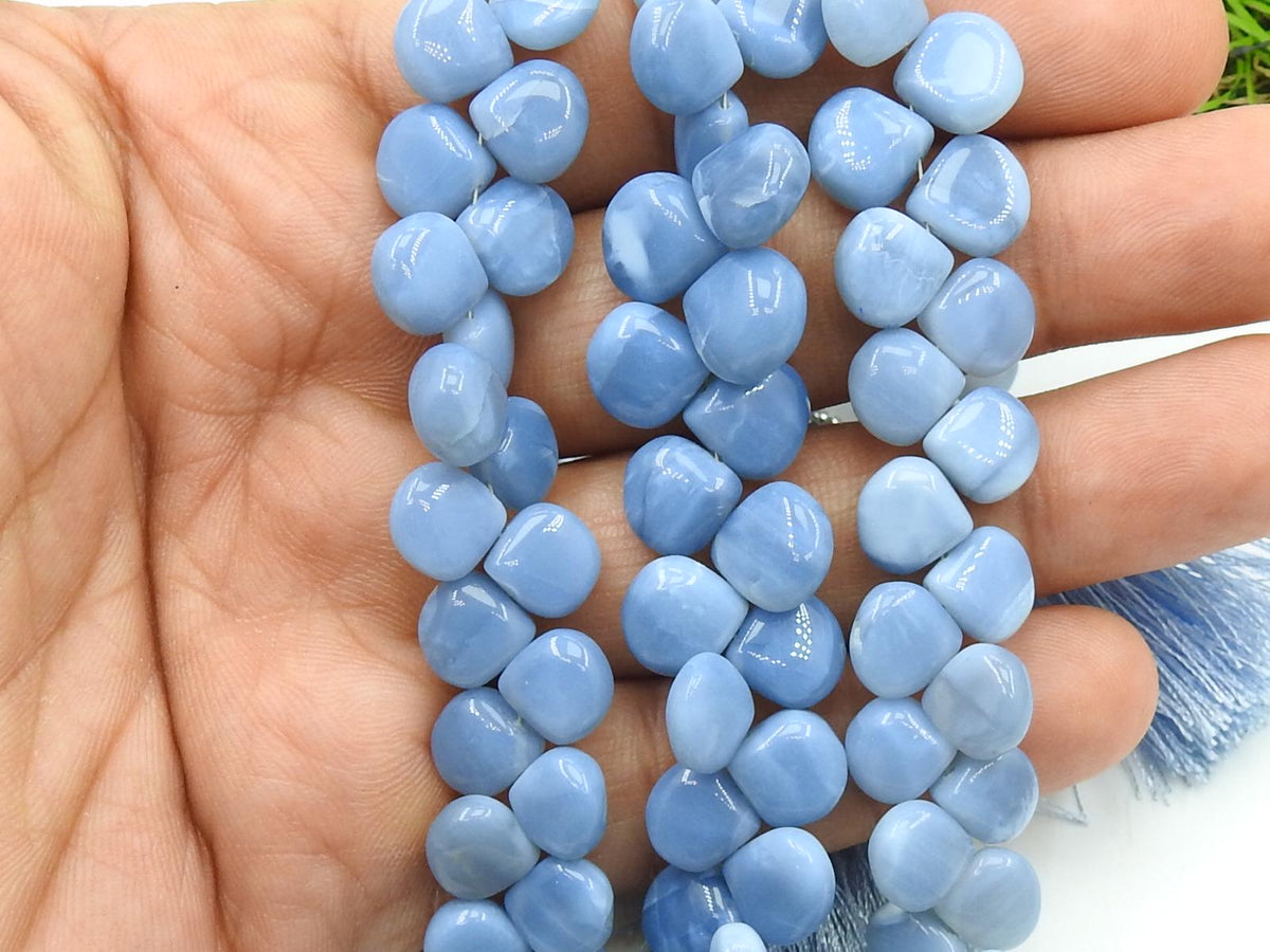 Blue Indian Opal Smooth Heart Shape Teardrop Gemstone 8Inch Strand 7x7-10x10mm For Making Jewelry MS-BR8