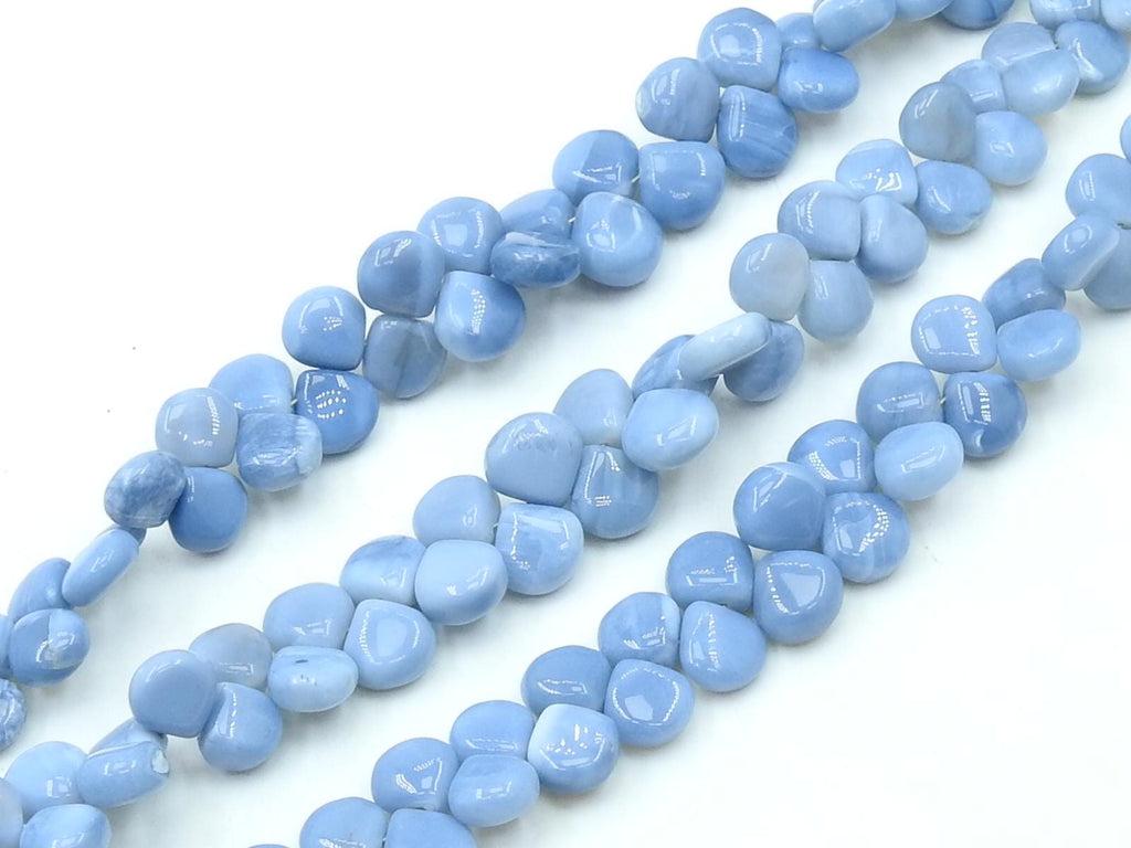 Blue Indian Opal Smooth Heart Shape Teardrop Gemstone 8Inch Strand 7x7-10x10mm For Making Jewelry MS-BR8