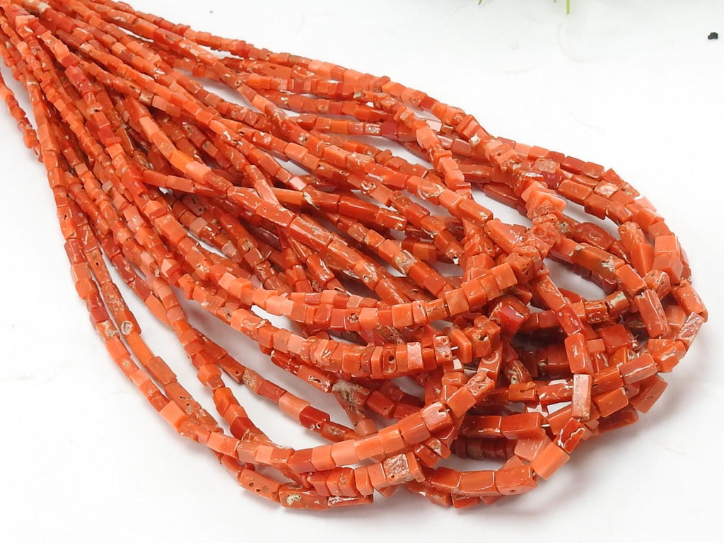 Natural Red Coral Heishe Beads, Smooth Polished 2-4mm Mixed Shape Strand, 16 Inch Italian Coral Gemstone Beads for Jewelry Making