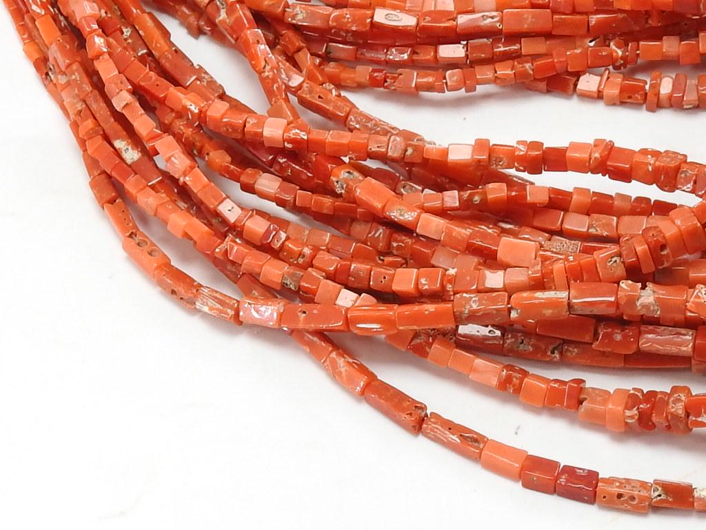 Natural Red Coral Heishe Beads, Smooth Polished 2-4mm Mixed Shape Strand, 16 Inch Italian Coral Gemstone Beads for Jewelry Making
