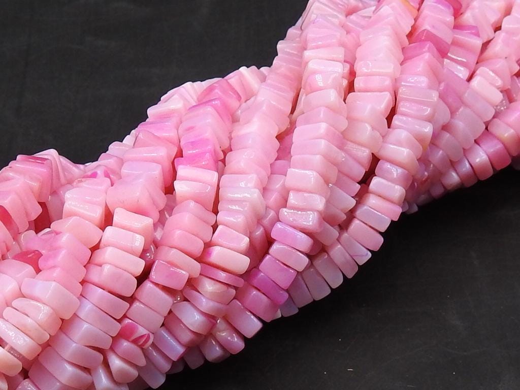 Pink Opal Multi Shaded Smooth Heishe Square Cushion Bead 16" Strand 5-6mm Natural Gemstone Wholesale Loose Beads Jewelry Making Supply MS-H1