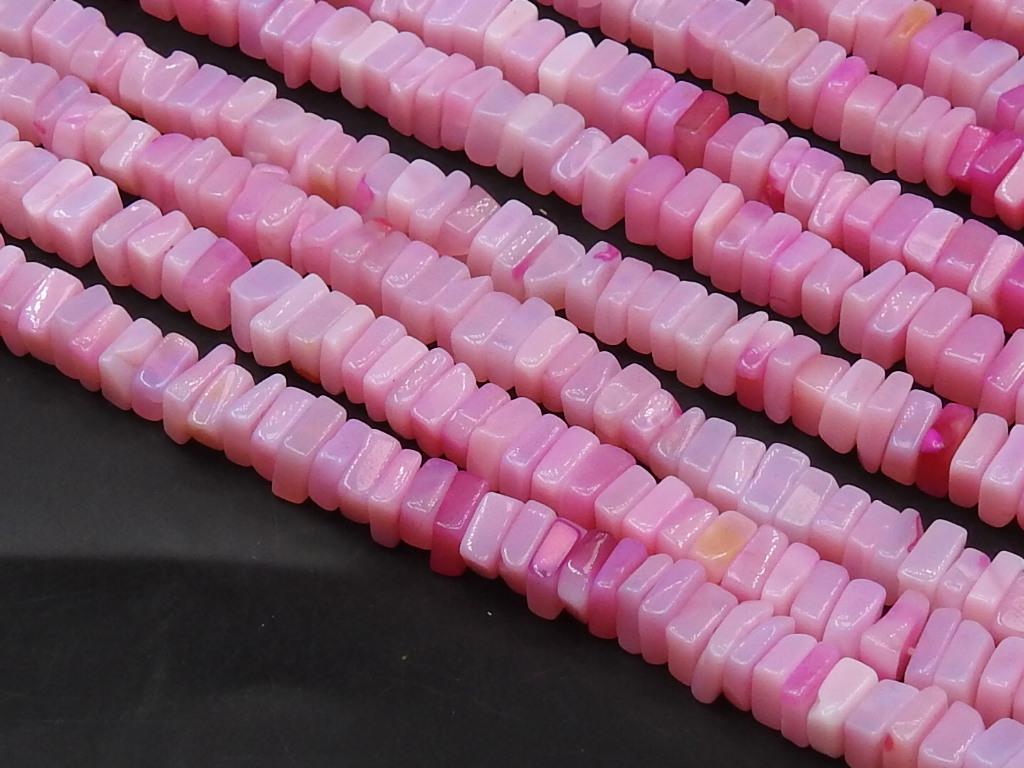 Pink Opal Multi Shaded Smooth Heishe Square Cushion Bead 16" Strand 5-6mm Natural Gemstone Wholesale Loose Beads Jewelry Making Supply MS-H1