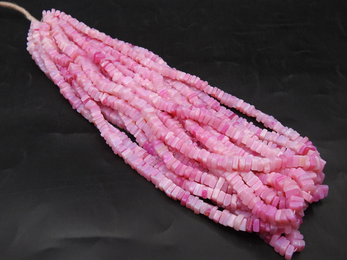 Pink Opal Multi Shaded Smooth Heishe Square Cushion Bead 16" Strand 5-6mm Natural Gemstone Wholesale Loose Beads Jewelry Making Supply MS-H1