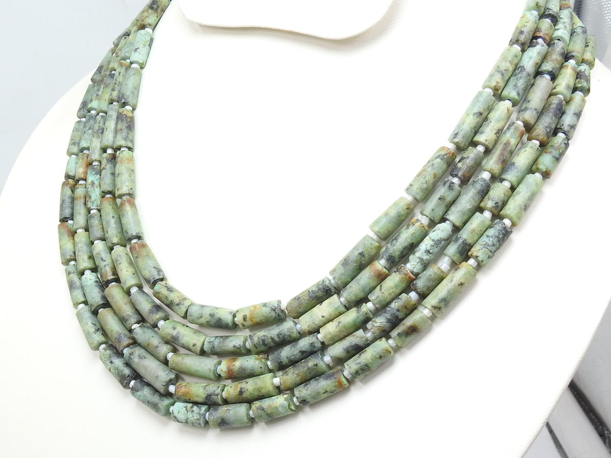 African Turquoise Tube Shape Matte Polished Bead 14Inch 8X5To18X5MM Approx Natural Stone WB-2