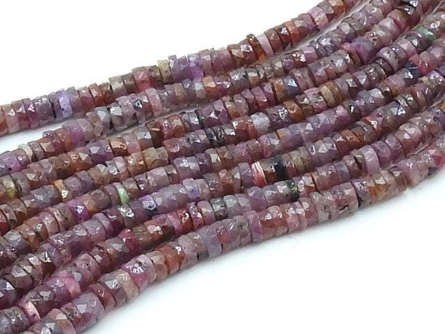 Natural Ruby Faceted Tire Button Beads 4-7mm Wheel Coin Spacer Loose Gemstone Bead 16" Strand DIY Precious Jewelry Making Wholesaler Supply
