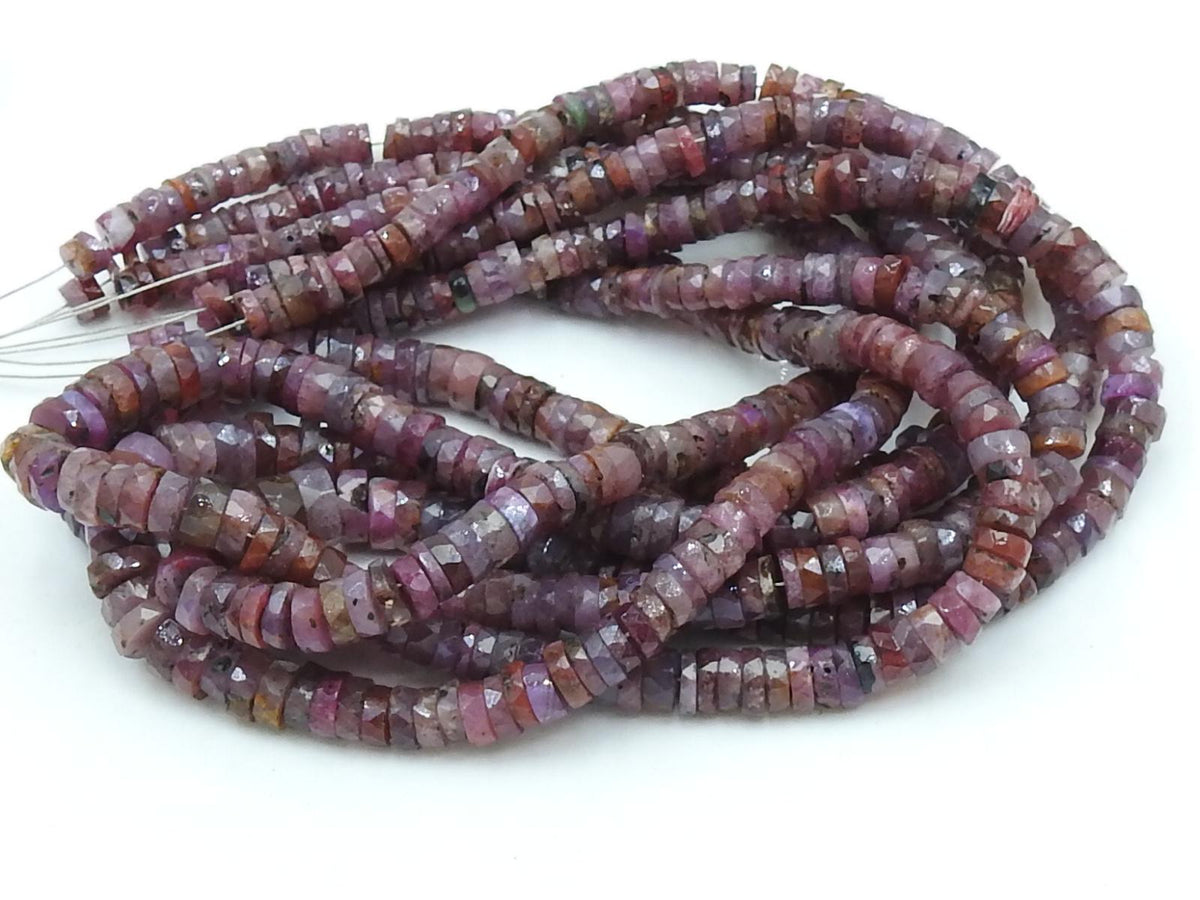Natural Ruby Faceted Tire Button Beads 4-7mm Wheel Coin Spacer Loose Gemstone Bead 16" Strand DIY Precious Jewelry Making Wholesaler Supply