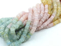 Natural Multi Shaded Aquamarine Faceted Tire Beads 6mm Wheel Button Coin Shape 16 Inch Strand Loose Gemstone for Jewelry Making Supplies  T3