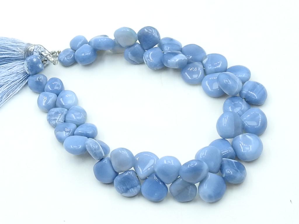 Blue Indian Opal Smooth Heart Shape Teardrop Gemstone 8Inch Strand 7x7-10x10mm For Making Jewelry MS-BR8