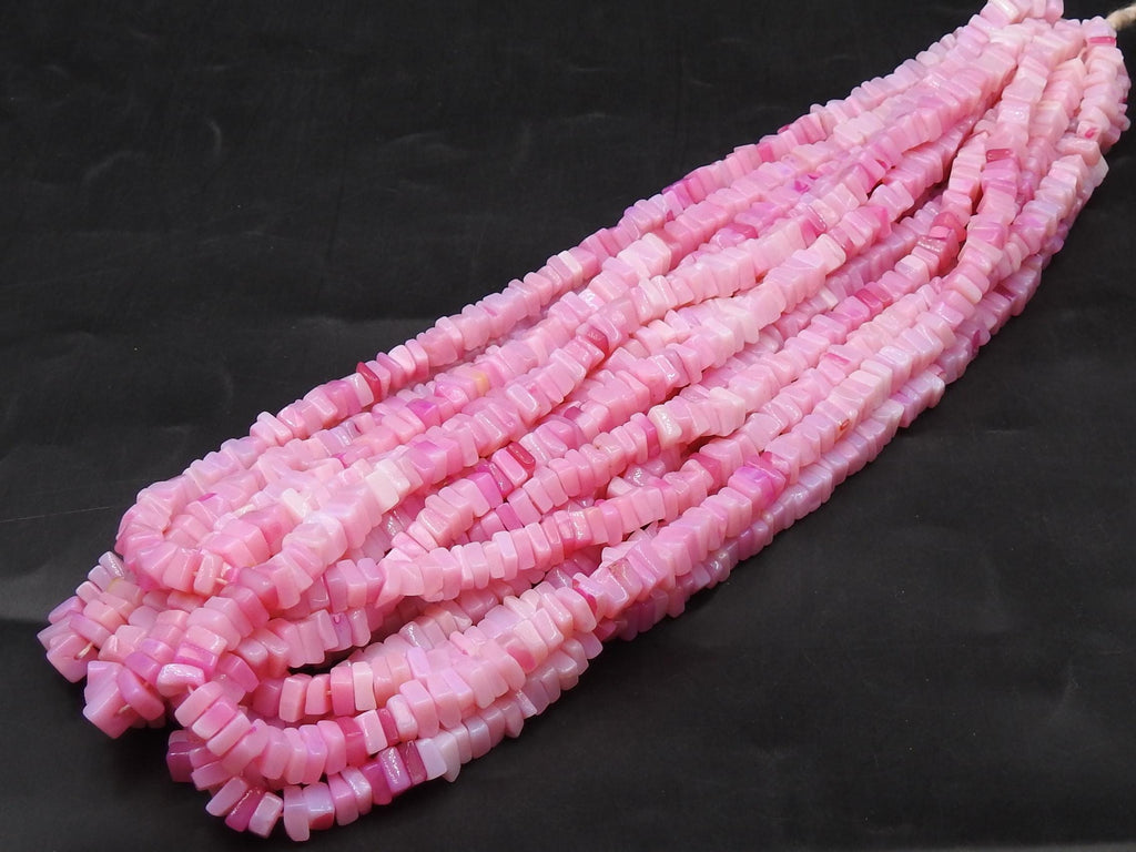 Pink Opal Multi Shaded Smooth Heishe Square Cushion Bead 16" Strand 5-6mm Natural Gemstone Wholesale Loose Beads Jewelry Making Supply MS-H1