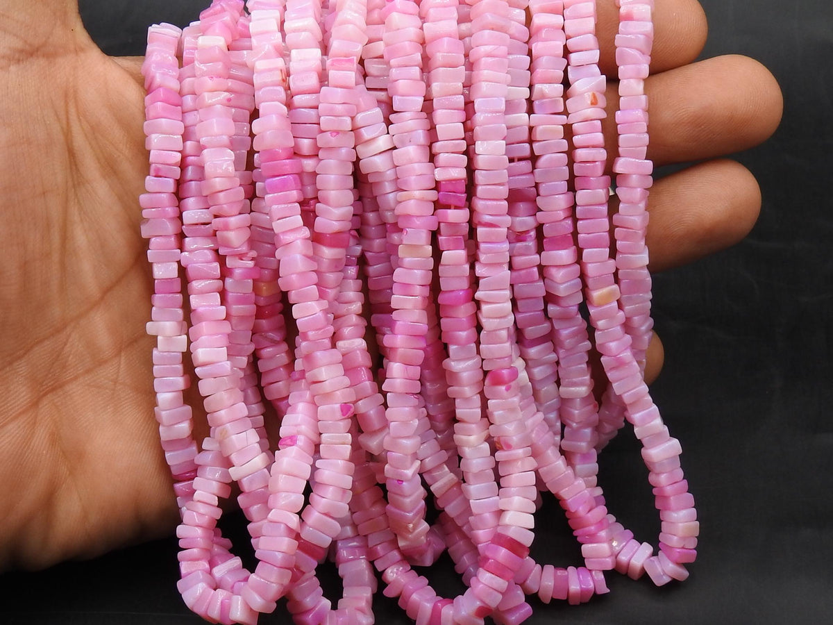 Pink Opal Multi Shaded Smooth Heishe Square Cushion Bead 16" Strand 5-6mm Natural Gemstone Wholesale Loose Beads Jewelry Making Supply MS-H1