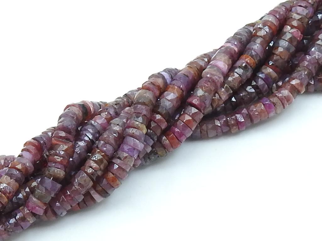 Natural Ruby Faceted Tire Button Beads 4-7mm Wheel Coin Spacer Loose Gemstone Bead 16" Strand DIY Precious Jewelry Making Wholesaler Supply