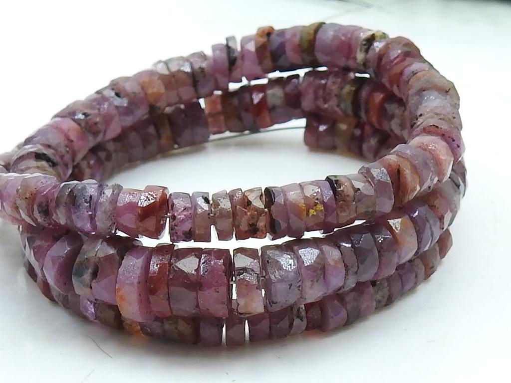 Natural Ruby Faceted Tire Button Beads 4-7mm Wheel Coin Spacer Loose Gemstone Bead 16" Strand DIY Precious Jewelry Making Wholesaler Supply