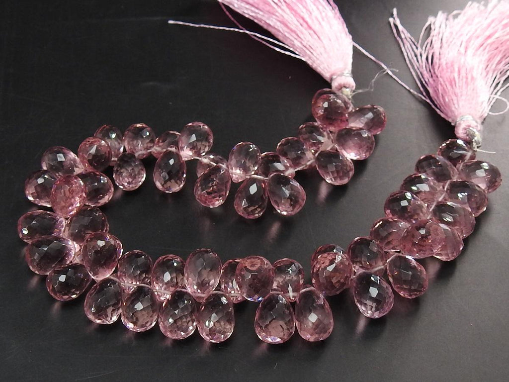 7x10-8x10mm Faceted Quartz Briolette Drop Beads 8Inch Loose Gemstone Strand for DIY Jewelry Design Wholesale Crystals Craft Supplies