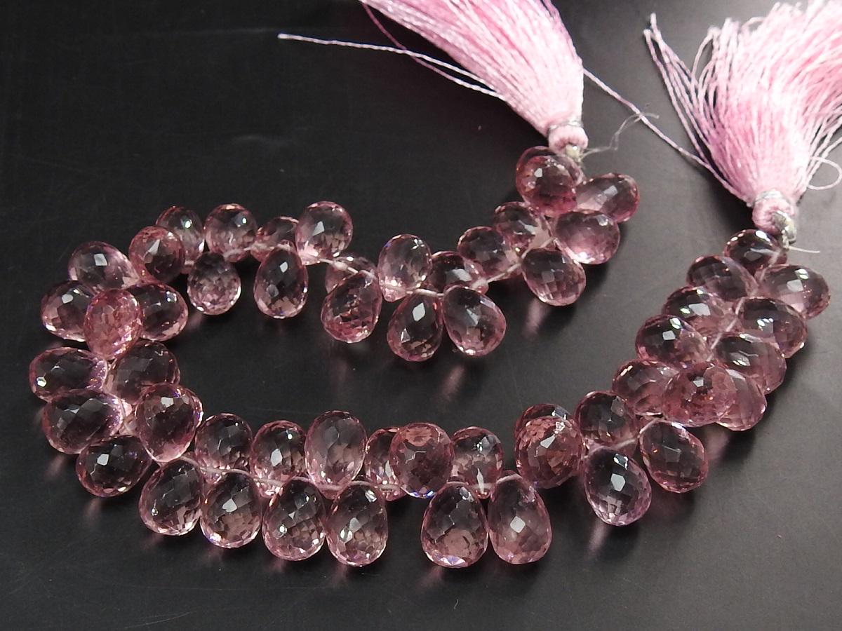 7x10-8x10mm Faceted Quartz Briolette Drop Beads 8Inch Loose Gemstone Strand for DIY Jewelry Design Wholesale Crystals Craft Supplies