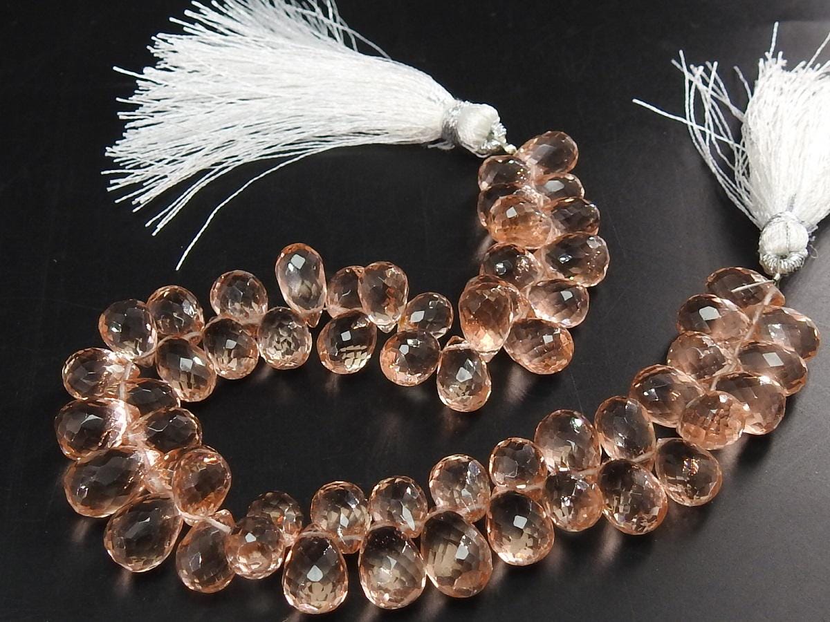 7x10-8x10mm Faceted Quartz Briolette Drop Beads 8Inch Loose Gemstone Strand for DIY Jewelry Design Wholesale Crystals Craft Supplies