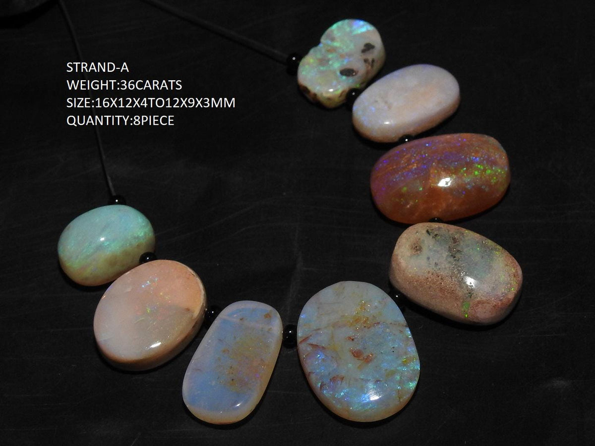 Natural Australian Opal Briolette Beads | Fancy Multi Fire Oval Smooth Polished Loose Gemstone | 100% Genuine DIY Jewelry Making Wholesaler