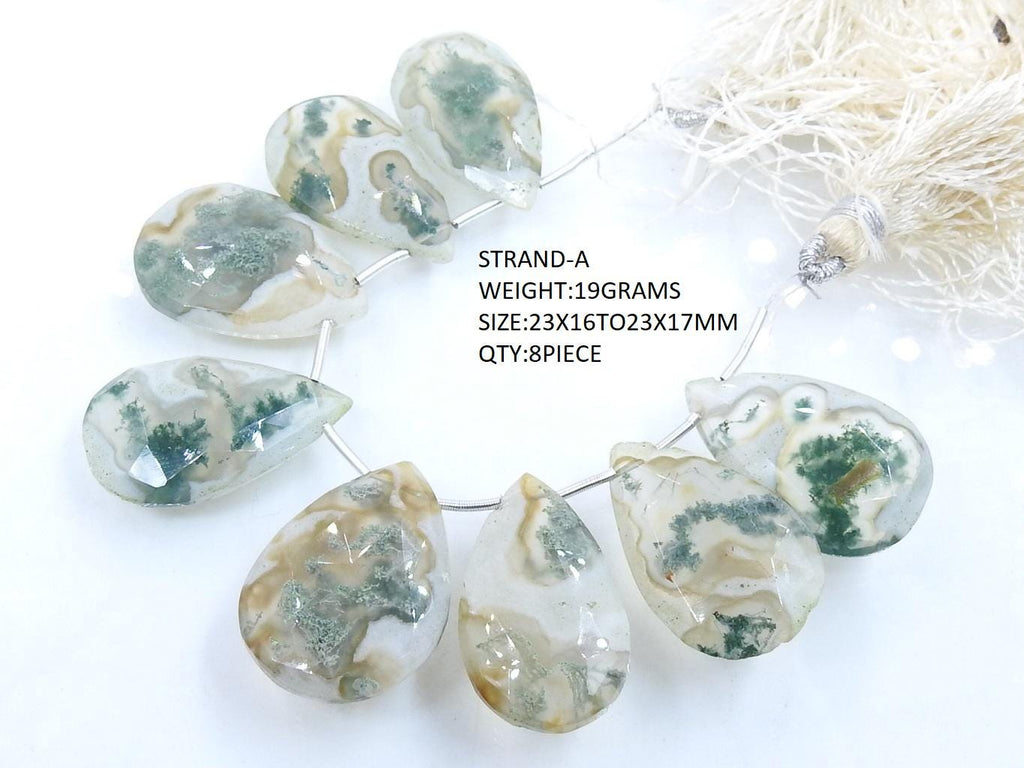 Green Moss Agate Teardrop Faceted Polished Handmade Stone For Making Jewelry Wholesaler New Arrival Natural Gemstone PME-BR7