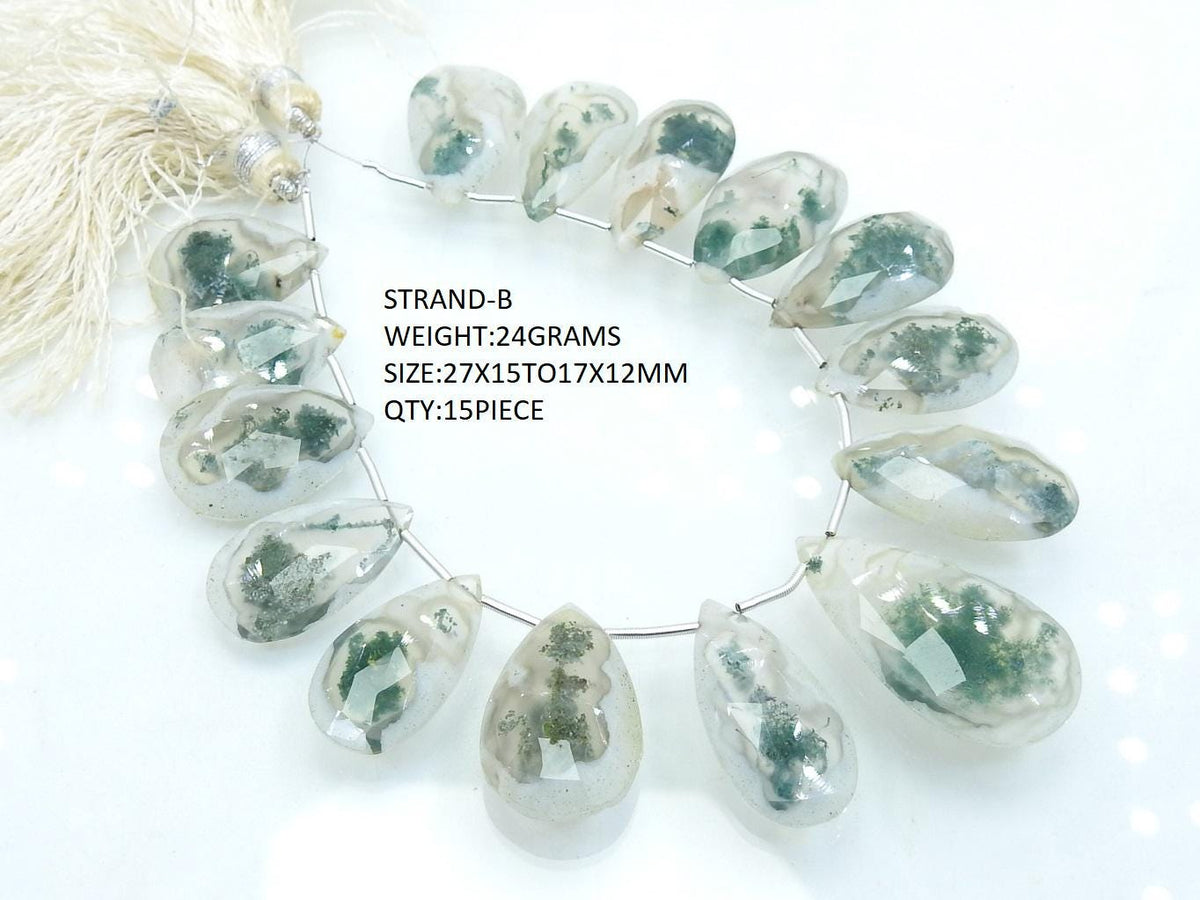 Green Moss Agate Teardrop Faceted Polished Handmade Stone For Making Jewelry Wholesaler New Arrival Natural Gemstone PME-BR7