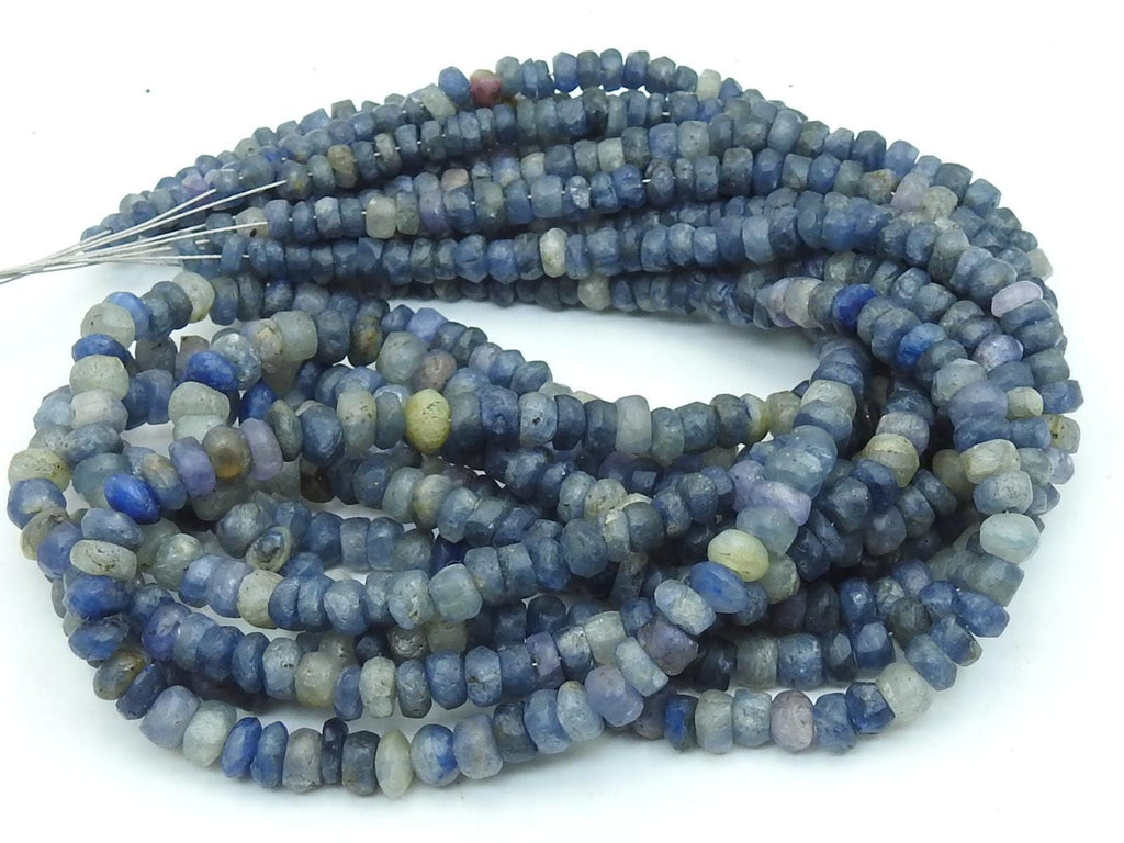 Blue Sapphire Roundel Bead-Matte Polished-16Inch Strand-For Making Jewelry-Wholesaler Supplies-Natural Stone-WB-B7