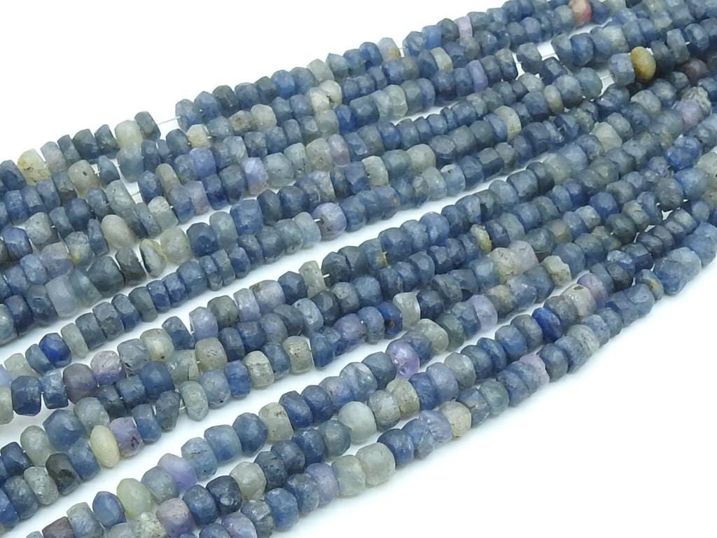 Blue Sapphire Roundel Bead-Matte Polished-16Inch Strand-For Making Jewelry-Wholesaler Supplies-Natural Stone-WB-B7