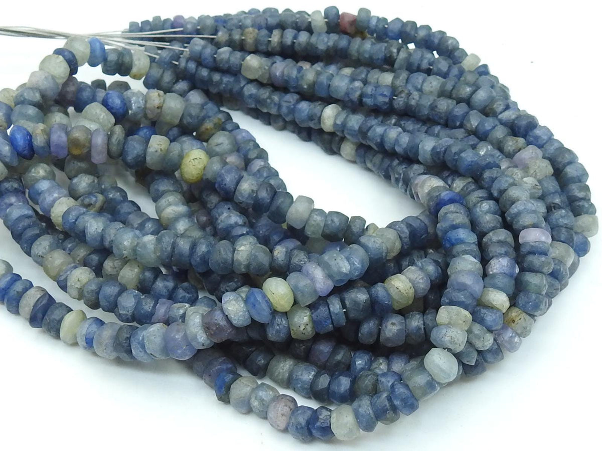 Blue Sapphire Roundel Bead-Matte Polished-16Inch Strand-For Making Jewelry-Wholesaler Supplies-Natural Stone-WB-B7