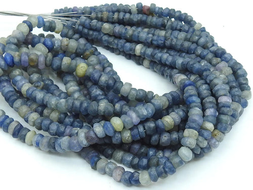 Blue Sapphire Roundel Bead-Matte Polished-16Inch Strand-For Making Jewelry-Wholesaler Supplies-Natural Stone-WB-B7