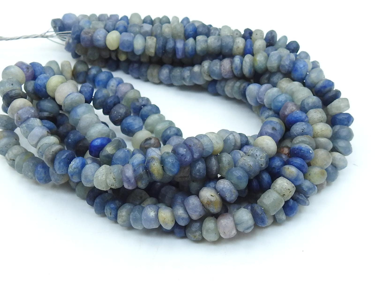 Blue Sapphire Roundel Bead-Matte Polished-16Inch Strand-For Making Jewelry-Wholesaler Supplies-Natural Stone-WB-B7