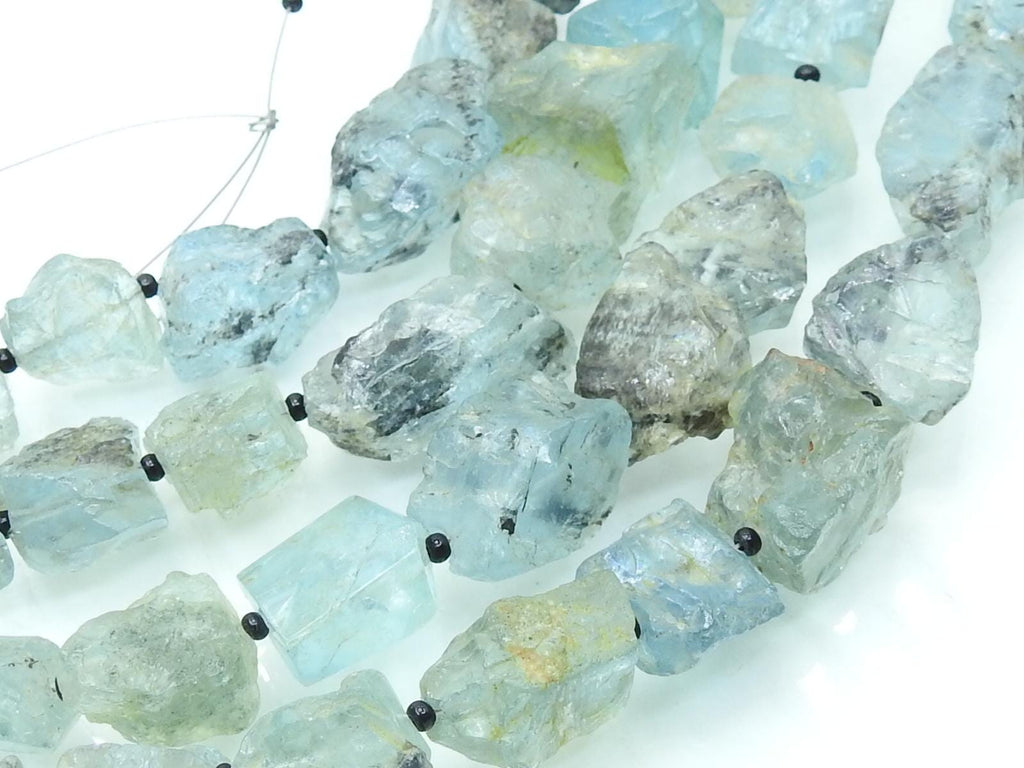 Natural Aquamarine Rough Tumble Nugget Beads 10-18mm Raw Matte Stone 8 Inch Strand Loose Gemstone for Handmade Jewelry Making Supplies R2