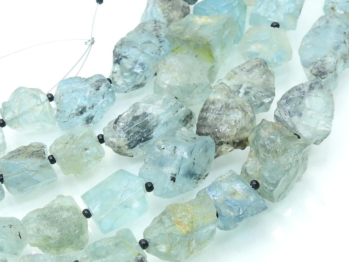 Natural Aquamarine Rough Tumble Nugget Beads 10-18mm Raw Matte Stone 8 Inch Strand Loose Gemstone for Handmade Jewelry Making Supplies R2