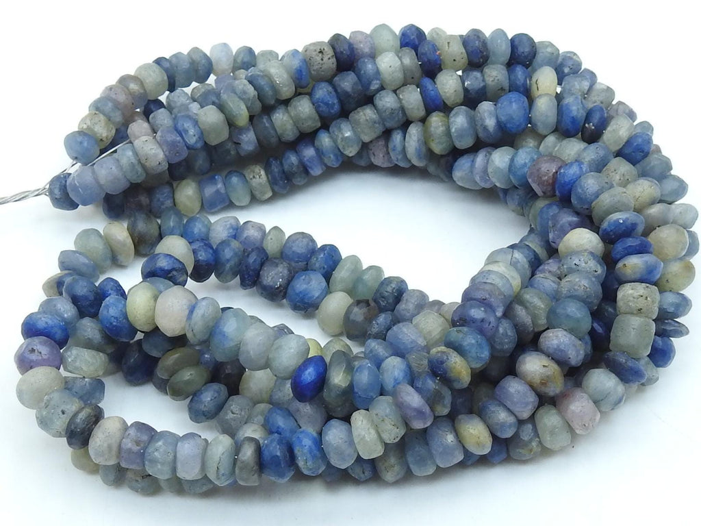 Blue Sapphire Roundel Bead-Matte Polished-16Inch Strand-For Making Jewelry-Wholesaler Supplies-Natural Stone-WB-B7