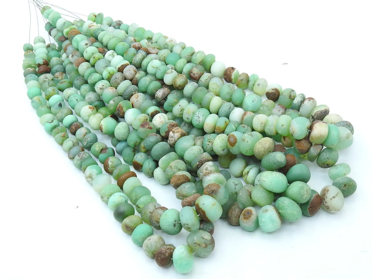 Bio Chrysoprase Bead-Smooth Matte Polished-Roundel Shape-For Making Jewelry-Wholesaler Supplies-12Inch Strand 5-10MM Approx