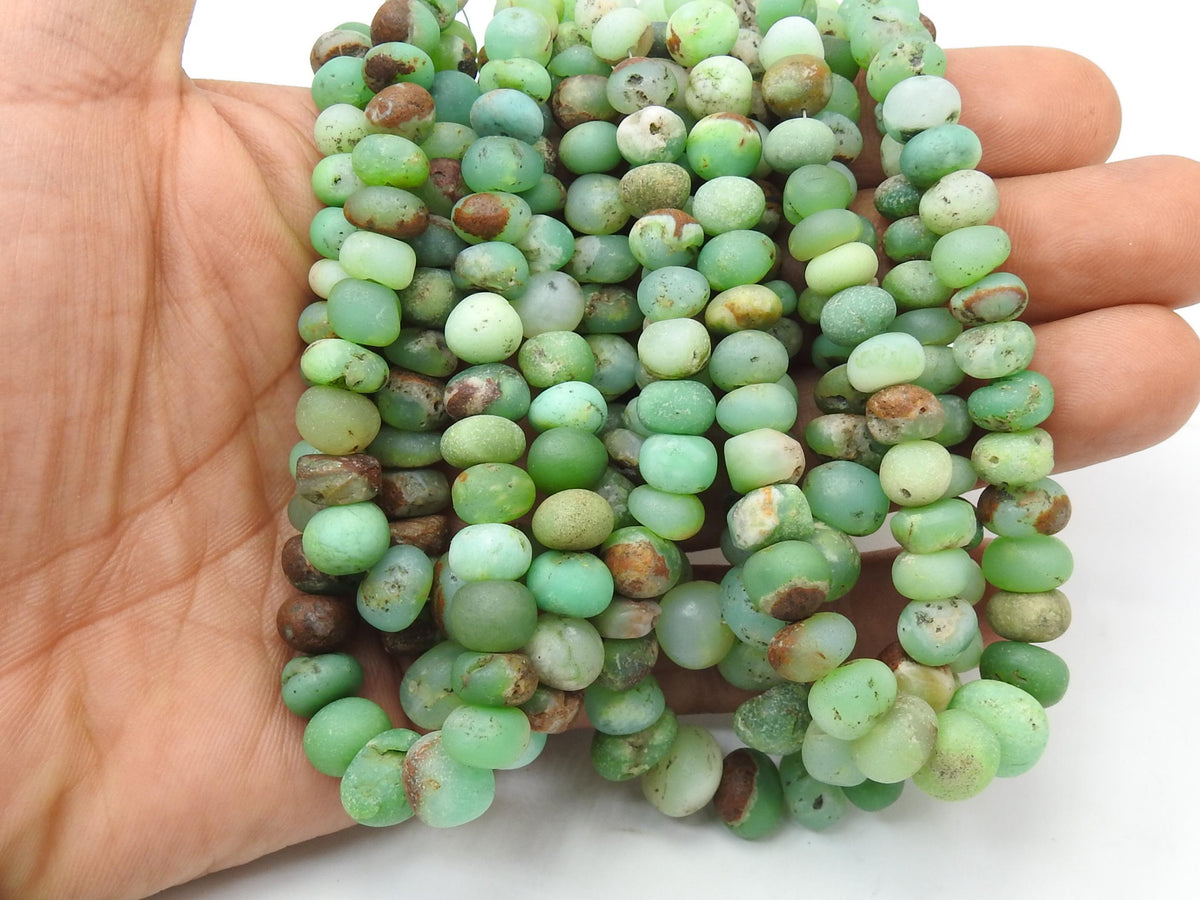 Bio Chrysoprase Bead-Smooth Matte Polished-Roundel Shape-For Making Jewelry-Wholesaler Supplies-12Inch Strand 5-10MM Approx