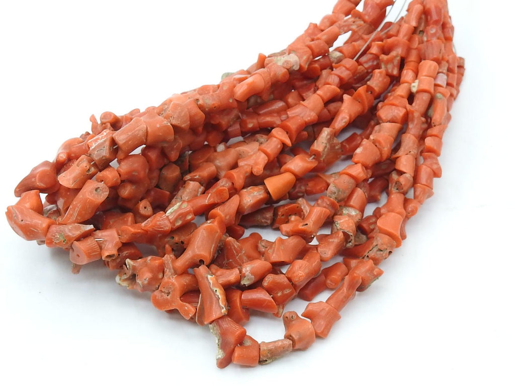 Natural Red Coral Beads, Smooth Polished Irregular Nugget, 3x4mm to 13x10mm Bulk Strand, 16 Inches Wholesale Jewelry Supplies WM-CR2