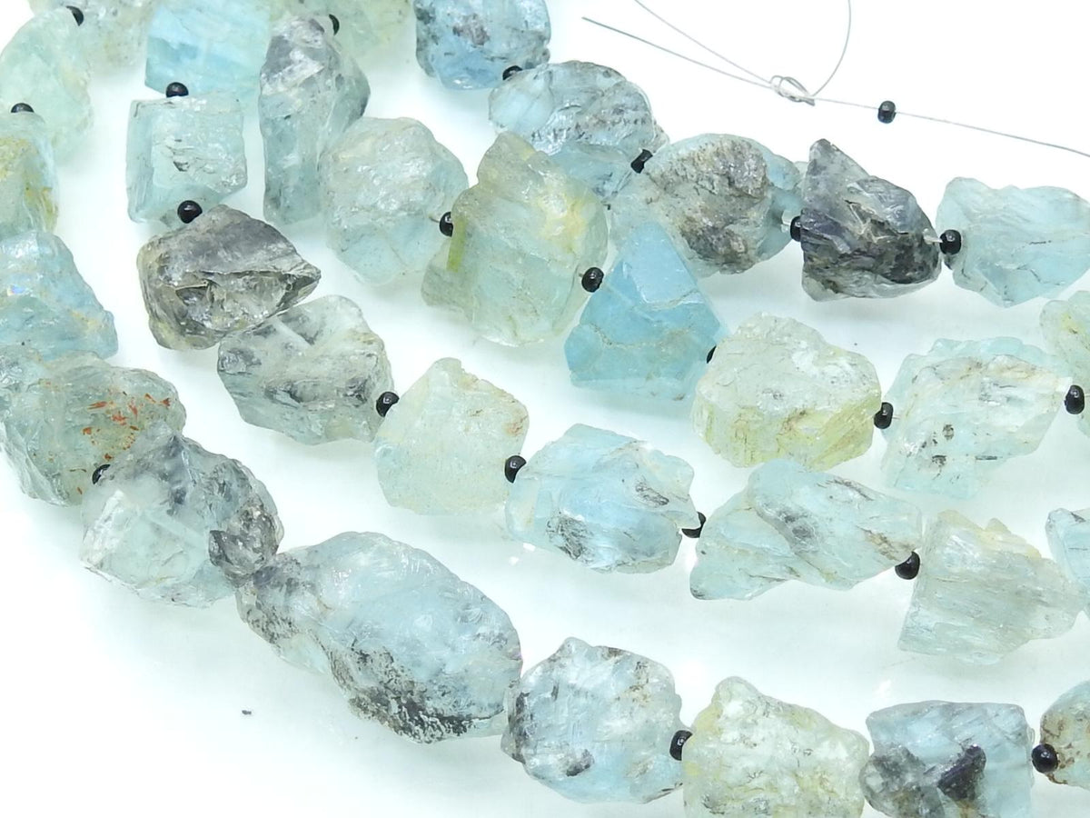 Natural Aquamarine Rough Tumble Nugget Beads 10-18mm Raw Matte Stone 8 Inch Strand Loose Gemstone for Handmade Jewelry Making Supplies R2
