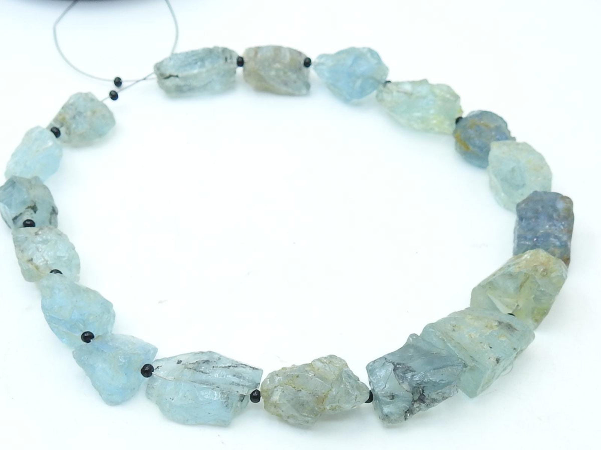 Natural Aquamarine Rough Tumble Nugget Beads 10-18mm Raw Matte Stone 8 Inch Strand Loose Gemstone for Handmade Jewelry Making Supplies R2