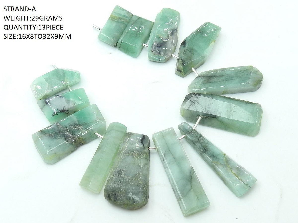 Natural Emerald Faceted Fancy Shape Tumble Nugget Beads Wholesale Green Gemstone Loose Briolette 10 Inch Strand Jewelry Making Supplies BR9