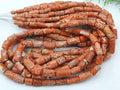 Red Coral Cylinder Beads 5x4mm 7x6mm Smooth Tube Italian Stone 16" Long Strand Genuine Red Gemstone Beads for Jewelry Makers Crafts