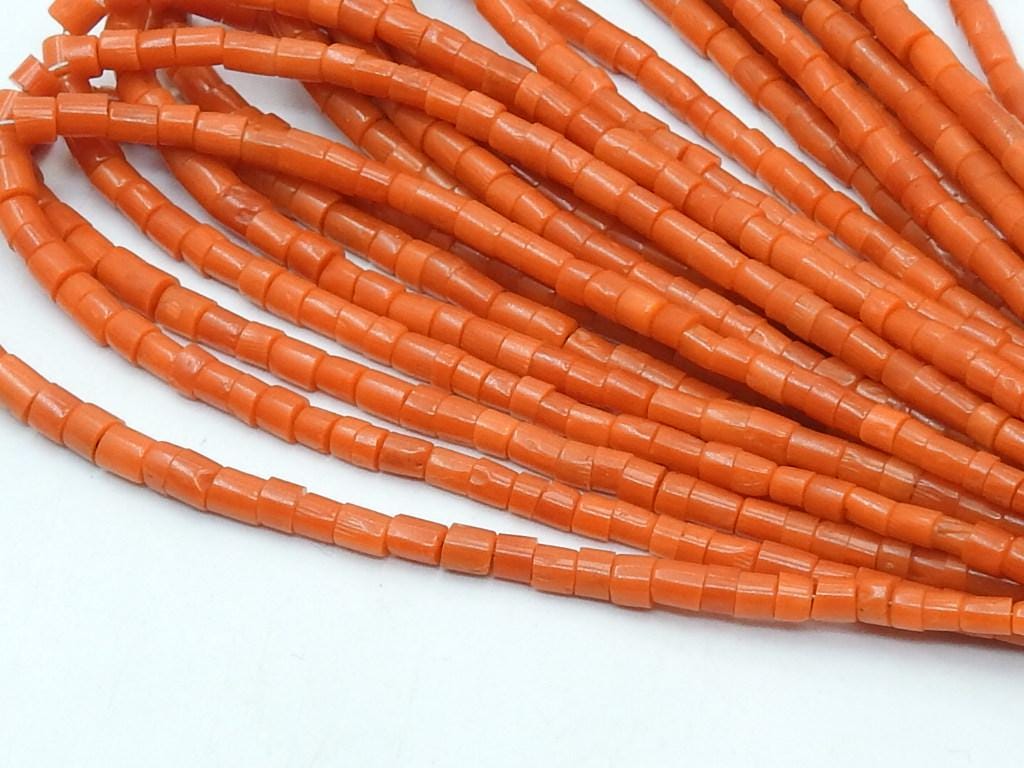 Orange Coral Bead Bead-Tire Coin Wheel Shape-Smooth Polished-8Inches Strand 2-3MM Approx-Natural Stone-Wholesaler Supplies BK-CR2