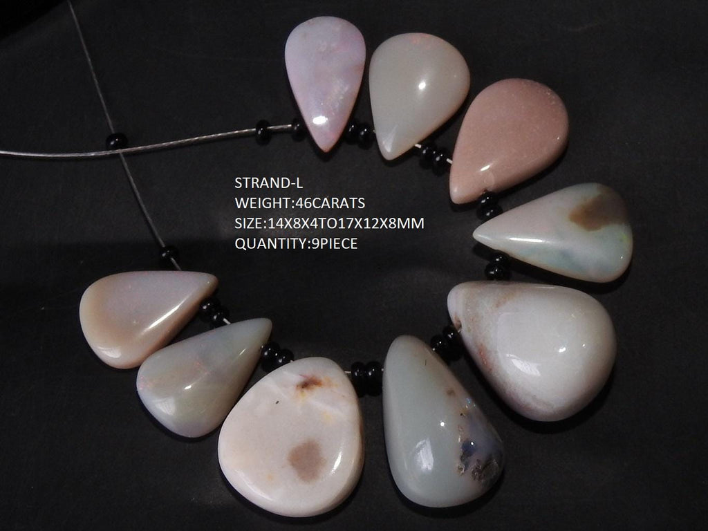 Natural Australian Opal Cabochon, Smooth Polished Pear Shape, Multi Fire Loose Gemstone for Jewelry Making, Handmade Briolette Supplies MS