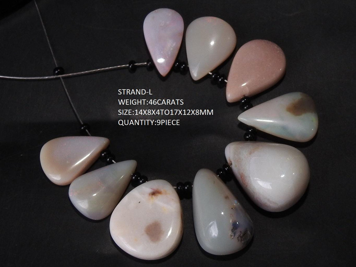 Natural Australian Opal Cabochon, Smooth Polished Pear Shape, Multi Fire Loose Gemstone for Jewelry Making, Handmade Briolette Supplies MS