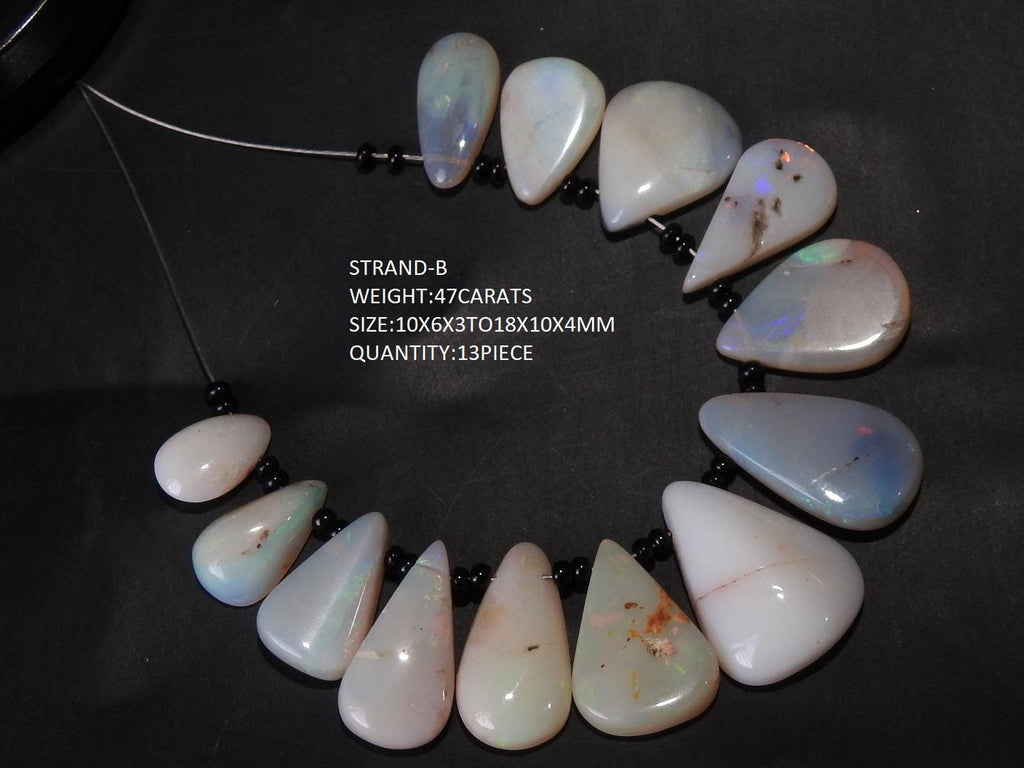 Natural Australian Opal Cabochon, Smooth Polished Pear Shape, Multi Fire Loose Gemstone for Jewelry Making, Handmade Briolette Supplies MS