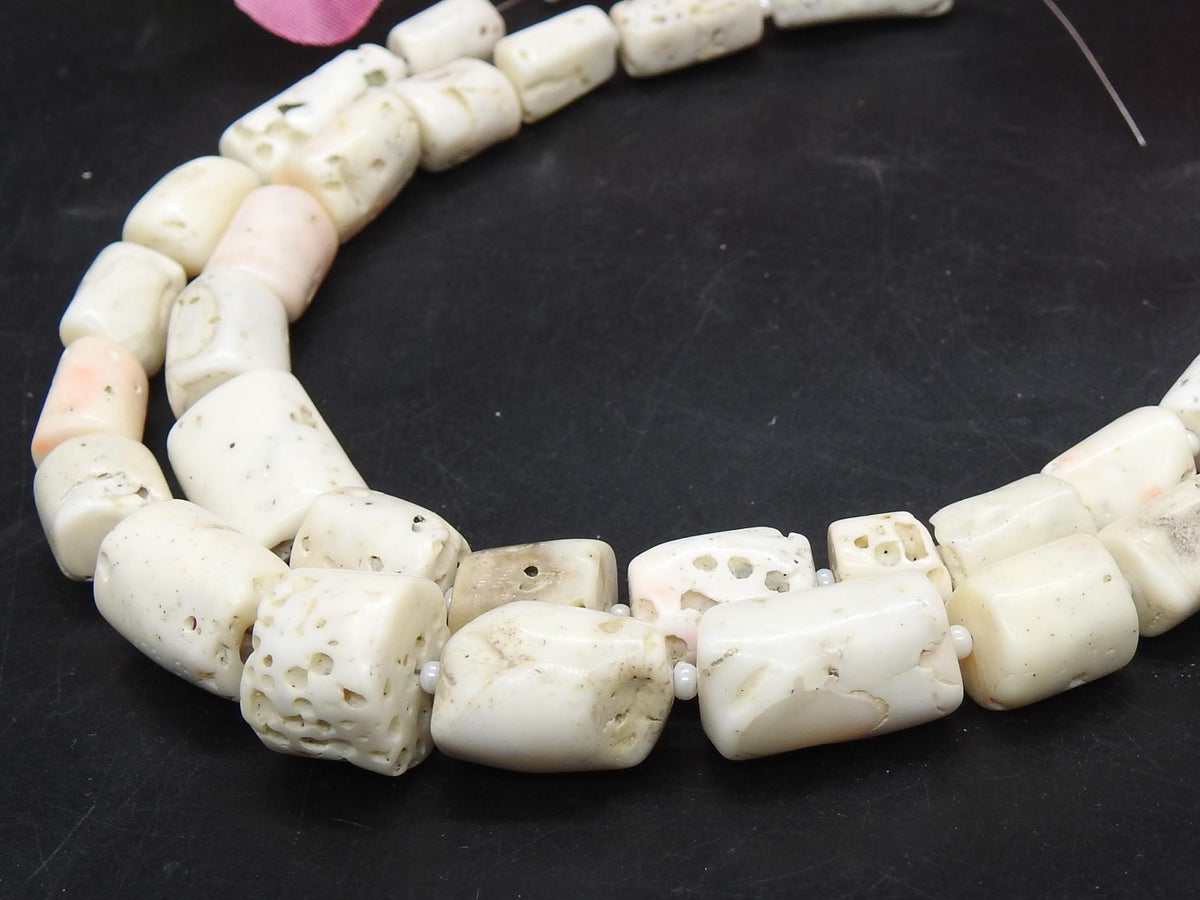 Natural White Coral Smooth Tube Beads 8 Inch Strand 10x6-20x10mm Jewelry Making Supplies