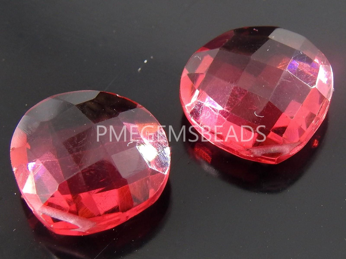 Quartz Faceted Heart Shape Teardrop Matched Pair 2 Pieces 14x14MM PME-QA