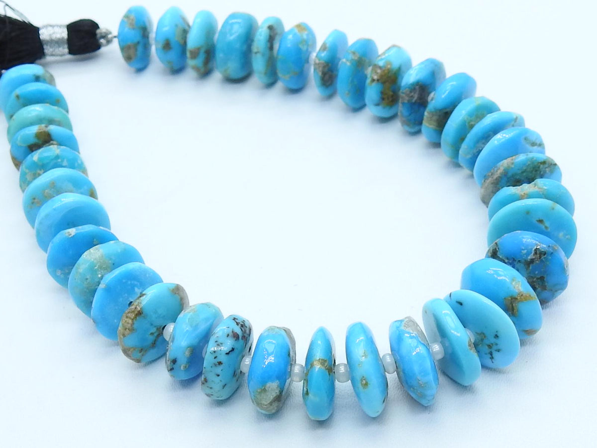 Arizona Turquoise Bead-Smooth Polished-Tire Coin Button Wheel Shape-For Making Jewelry-8Inches 10-12MM Approx-Natural Stone WM-T4
