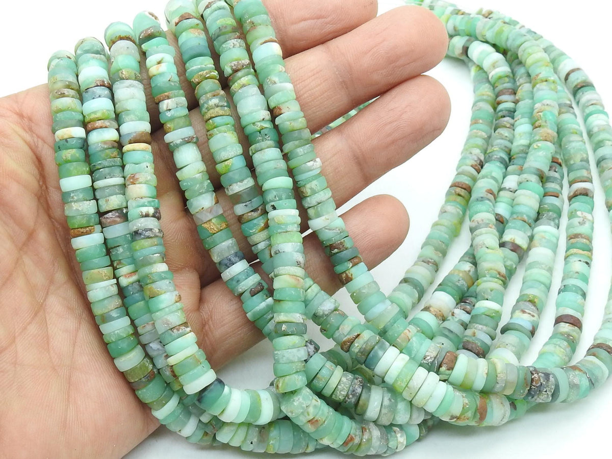 Chrysoprase Bead-Smooth Matte Polished-Tire Coin Wheel Button Shape-For Making Jewelry-16Inches Strand-Natural Stone WM-T3
